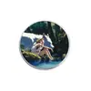 Broche de Menina Lobo de Anime Insígnia de Metal Acessórios para Roupas Alfinete de Lapela Padrão Geométrico Redondo Venda por Atacado de Fábrica