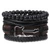 Venta caliente Europa y Estados Unidos nuevo conjunto de pulsera de cuero genuino de cuatro piezas traje de guitarra pulsera tejida para hombre joyería al por mayor