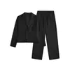 Conjunto de terno masculino longo de abotoamento duplo, calça de corte solto, conjunto de duas peças, terno casual em estilo de luxo leve