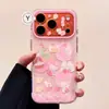 Capinha fofa rosa de bolo gatinho KT adequada para Apple 17 Pro Max, iPhone 16P, portátil 15 Pro, estilo coreano