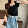 Camiseta con Forma de Corazón 2026 para Mujer, Estilo Corto de Moda, que Muestra la Cintura, Estilo de Deseo Caliente y Puro, Top de Manga Corta Ajustado, Nuevo Modelo de Verano para Estudiantes