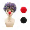 Peluca Afro Arcoíris de Payaso Cabello Rizado de Colores Día de Halloween Divertido Set de Disfraz [Personalizado]