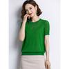 25 Ice Silk Knitwear Mom Manga Curta Fina Solta Elegante Camisa de Fundo Verão Roupa Feminina Recorte Corpo Camiseta Top
