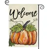 Bandera de Jardín de Otoño de Acción de Gracias de Amazon Calabaza Lino Decoración de Doble Cara Banner de Bandera para Patio Exterior Jardín