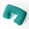 Almohada inflable en forma de U con flocado para soplar con la boca, almohada de PVC, almohada cervical, almohada de aviación, almohada inflable para avión al aire libre, almohada inflable de viaje