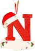 Letra Inicial de Navidad con Gorro Rojo Decoración de Letra, Decoración Colgante para Árbol de Navidad DIY Colgante Personalizado Regalo