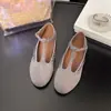 Novos Sapatos Mary Jane Estilo Coreano Primavera e Outono com Bico Redondo e Tira em T para Mulheres, Sapatos Simples Rasos de Salto Baixo para Mulheres