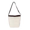 Nuevo Bolso Cubo con Logo Personalizado, Patchwork de Lona y Cuero, Estilo Vintage Europeo y Americano, Comercio Transfronterizo, Bolso de Hombro y Cruzado para Mujer