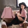 Camiseta Térmica de Nuevo Estilo para Niñas 2025 Nueva Versión Coreana Forrada de Polar Engrosada Cuello Alto Manga Larga Moda Otoño/Invierno