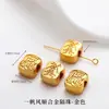 Tendência Nacional Método Antigo Pingente de Ouro de Areia Fogo Azul Gotejamento de Óleo Sorte Oco Esculpido Pérolas Incrustadas Acessórios para Pulseira Colar DIY Feito à Mão