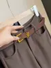 Calça flare estilo terno marrom para mulheres, coleção de outono, alta qualidade, modeladora, elegante, casual, pantalona, cintura alta, com caimento fluido, calça longa flare