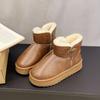 Estilo Coreano Exportación Invierno Color Puro Felpa Corta Algodón Botas Piel Integrada Botas de Nieve Caña Corta Cálidas Suela Gruesa Zapatos de Algodón para Mujer
