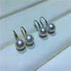 Gancho de oreja de plata de ley S925 perla de agua dulce 8.5-9mm perlas de pan sin imperfecciones gancho de oreja de plata pura venta al por mayor