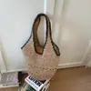 2026 Bolso de Mano Tejido de Paja para Comercio Exterior para Mujer, Bolso de Mano de Gran Capacidad para Viajes, Bolso Cubo de Playa Tejido Hueco
