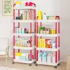 Estantería de Almacenamiento Carrito de Baño Cocina Baño Dormitorio Estantería de Almacenamiento Multicapa Móvil de Pie
