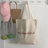 Verano Letras Simples Bolsa de Lona Portátil Cierre Bolso de Hombro Casual Bolsa de Tela Snack Compras Computadora Bolsa para Libros para Mujeres
