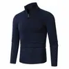 Comercio Electrónico Transfronterizo Nuevo Llegado Suéter de Punto para Hombre Otoño/Invierno Color Sólido Capa Base Diseño Media Cremallera Capa Interior