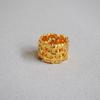 Diseño Creativo Europeo y Americano Malla Irregular Tejida Latón Chapado en Oro Ancho Versión Moderna Anillo Exagerado para el Dedo Anular para Mujer