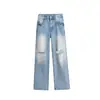 ¡Gran ajuste! Jeans Casuales de Pierna Recta Estrecha, Rasgados y Desgastados de Estructura, Estilo Nuevo 2026