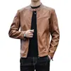 Fabricantes de abrigos para hombre, venta al por mayor, chaqueta de piel transfronteriza, versión europea, chaqueta de cuero con cuello alto para otoño e invierno, forrada con vellón, de cuero PU para hombre.