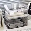 Caja de almacenamiento transparente con tapa abatible, caja de acrílico para mascarillas de escritorio a prueba de polvo, caja de almacenamiento de cosméticos de moda para el hogar