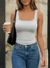 Nuevo Top sin Mangas de Verano 2026 Estilo Europeo y Americano Cuello Cuadrado Color Sólido Ajuste Delgado para Mujer, Estilo Chica Atrevida, Moderno y a la Moda