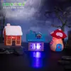 Paisaje en miniatura, casa brillante creativa de Halloween, cabaña de madera, casa de hongo, accesorios decorativos DIY hechos a mano, adornos pequeños