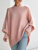 Suéter de punto oversized con cuello redondo, transfronterizo europeo y americano, otoño/invierno 2026, marca independiente, estilo holgado y relajado, suéter de color liso para mujer