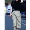 23226 Gran Amor Meiyuan Primavera y Verano 2025 Pantalones Cropped de Cintura Alta Rectos con Cinturón, Modernos y Ceñidos