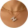 Nuevo Producto Transfronterizo de Amazon Collar con Letras de Burbuja Moda y Versátil Collar con Colgante de Pedrería Multicapa para Uso Diario