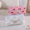 Estojo de Lápis com Laço Feminino Bolsa de Armazenamento para Material Escolar de Estudante Bolsa Simples para Maquiagem Necessaire Portátil Estojo para Lápis
