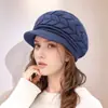 Gorro de Tricô Transfronteiriço de Inverno para Pessoas de Meia-Idade e Idosos, Forrado com Lã Sintética, Espesso, Quente, Chapéu e Luvas Protetores de Orelha, Boina de Lã da Moda para Mulheres