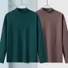 Camiseta Base Versátil Ins-Trendy de Manga Larga de Color Sólido de Doble Cara de Forro Polar para Hombre DeRong 2025 Otoño/Invierno Nuevo de Cuello Alto