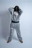 Traje Casual de Otoño e Invierno Europeo y Americano 2025 con Cordón Y2K Cárdigan Casual Pantalones Estampados Sudadera con Capucha Moda Ins