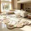 Fábrica de Foshan Tapete Personalizado de Formato Irregular em Estilo Rosa Creme para Sala de Estar, Quarto, Tapete de Cabeceira, Tapete Irregular para Sala de Estar