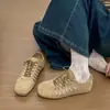 Novos Mocassins Estilo Primavera e Verão 2026, Foscos Retrô Bico Redondo Cadarço Vazado Planos Confortáveis Casuais para Mulheres