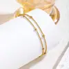 Pulsera Pequeña Cuadrada de Doble Capa para Mujer, Estilo Nuevo, Acero de Titanio Chapado en Oro de 18 Quilates, Simple y Versátil, Joyería de Moda de Lujo Ligero