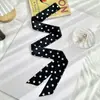 Lenço de Seda Vintage com Bolinhas Pretas para Mulheres 2026 Novo Estilo High-End Estilo Coreano Fita Longa Lenço Versátil Faixa de Cabelo
