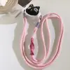 Clip Trasero de Gato con Hueso Blanco de Dibujos Animados Cadena Diagonal para Teléfono Móvil Cuerda Larga Diagonal Linda Cadena de Correa Universal para Funda de Teléfono Móvil