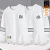 Moletom masculino para outono e inverno, gola redonda, forrado com fleece, pulôver, manga longa, caimento solto, casual, peça versátil para homens