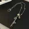 Collar con Colgante de Corazón de Cristal de Piedra Cuadrada y Borla Moda Versátil Gargantilla Diseño de Nicho Cadena para Suéter
