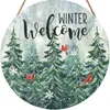 Letrero de madera para vacaciones transfronterizas para Navidad y Halloween, letrero decorativo creativo de madera redondo de muñeco de nieve y árbol de Navidad