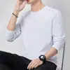 [Envío Rápido] Camiseta de Manga Larga para Hombre, Ropa Interior de Otoño para Hombre, Corte Holgado, Capa Base Elástica, Camiseta Estampada para Hombre