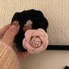 Diadema con horquilla de camelia de terciopelo rosa, tocado, accesorios para el cabello de alta elasticidad, pinza de tiburón, cordón para el cabello, accesorios para el cabello
