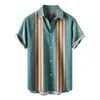 Camisa Masculina Europeia e Americana Transfronteiriça Nova de Verão com Estampa Digital 3D Havaiana Casual de Manga Curta com Lapela Roupa Masculina
