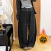 Pantalones banana de color contrastante con forro de polar para mujer invierno 2026 nuevos pantalones gruesos adelgazantes para dama invierno holgados de pierna ancha curva