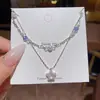 Collar cuadrado pequeño de circón ultrabrillante estilo coreano para mujer, lujo ligero, elegante, cadena para clavícula de acero de titanio de alta gama, venta al por mayor