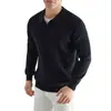 Popular Europeu Tamanho Grande Camisa Polo Gola Lapela Decote V Malha Masculina Estilo Old Money Primavera e Outono Atacado de Fábrica