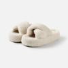 Zapatos Peludos de Suela Gruesa de 5 cm para Mujer, Pantuflas Cruzadas Antideslizantes de Moda, Pantuflas Peludas para Uso en Casa en Invierno, Pantuflas de Algodón para el Hogar
