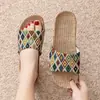 Chinelos de Linho para Mulheres, Uso Doméstico de Verão, Chinelos Silenciosos com Solado Macio para Casais em Casa, Piso de Madeira, Chinelos Elegantes de Aparência Sofisticada para Homens